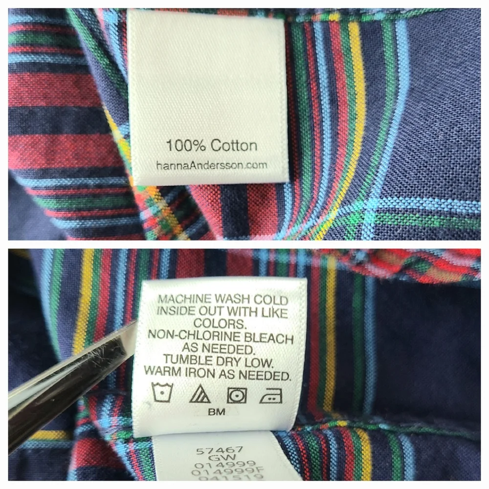 NWT Hanna Andersson Blue Red Tartan Plaid Button-Down Shirt